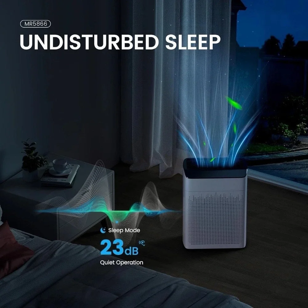 Meronte Air Purifier Large Room 1690 ft² HEPA PM2.5 WiFi Alexa Dual Intake NOB